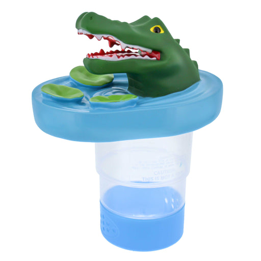 U.S. Pool Supply Open Mouth Alligator Floating Pool Chlorine Dispenser, Collapsible Base, Holds 3" Tablets - 6" Fun Scary Teeth Crocodile Animal Float