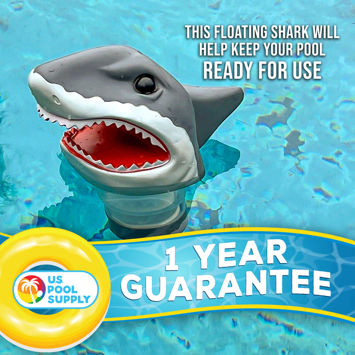 U.S. Pool Supply Open Jaws Shark Floating Pool Chlorine Dispenser, Collapsible Base, Holds 3" Tablets - 11" Fun, Scary Teeth Great White Animal Float