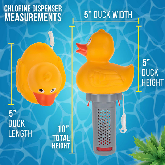 U.S. Pool Supply Duck Floating Spa, Hot Tub & Small Pool Chlorine and Bromine Dispenser - Holds 1" Tablets, 6 Flow Level Control Settings