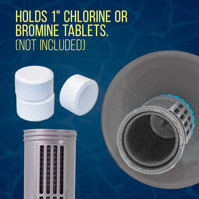 Floating Spa, Hot Tub & Small Pool Chlorine and Bromine Chemical Dispenser - Holds 1" Tablets, 13 Flow Level Control Settings