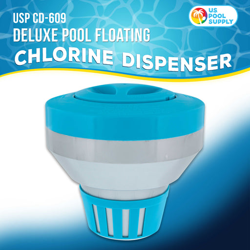 U.S. Pool Supply Deluxe Pool Chlorine Floater Dispenser - 3" Tablets, 7" Diameter - Inground & Above Ground Swimming Pools, Large Floating Chlorinator