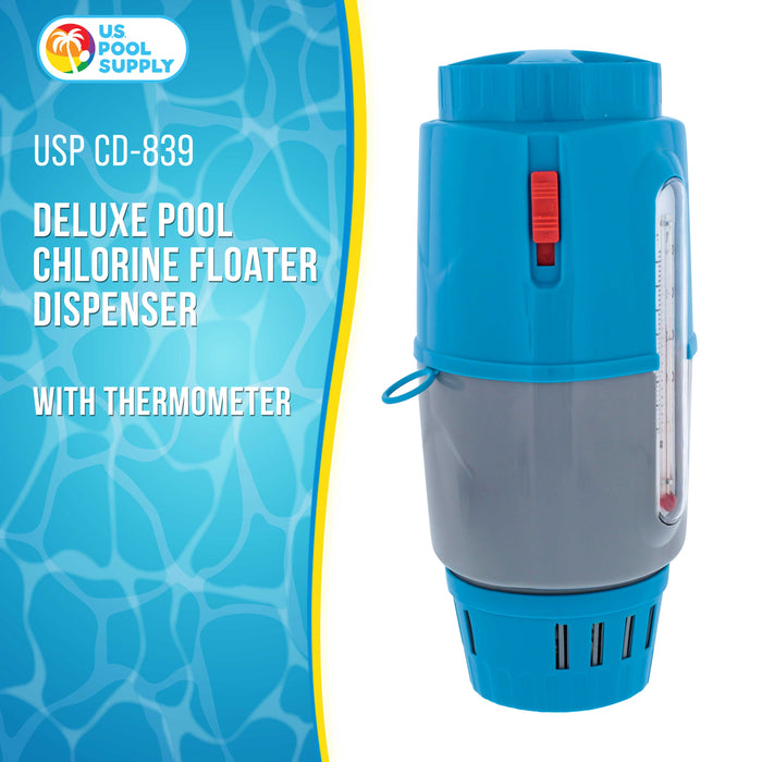 U.S. Pool Supply Deluxe Pool Chlorine Floater Dispenser - 3" Tablet Floating Chemical Dispenser, 4" Diameter - Inground & Above Ground Swimming Pools