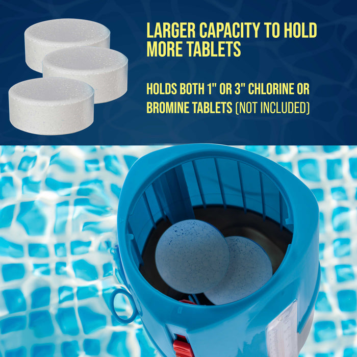 U.S. Pool Supply Deluxe Pool Chlorine Floater Dispenser - 3" Tablet Floating Chemical Dispenser, 4" Diameter - Inground & Above Ground Swimming Pools