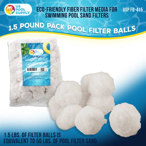 U.S. Pool Supply 1.5 lbs Pool Filter Balls - Fiber Filter Media for Swimming Pool Sand Filters (Equals 50 lbs Pool Filter Sand) - Higher Filtration