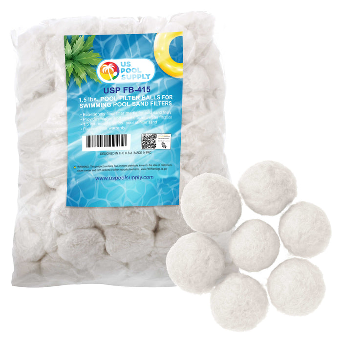 U.S. Pool Supply 1.5 lbs Pool Filter Balls - Fiber Filter Media for Swimming Pool Sand Filters (Equals 50 lbs Pool Filter Sand) - Higher Filtration