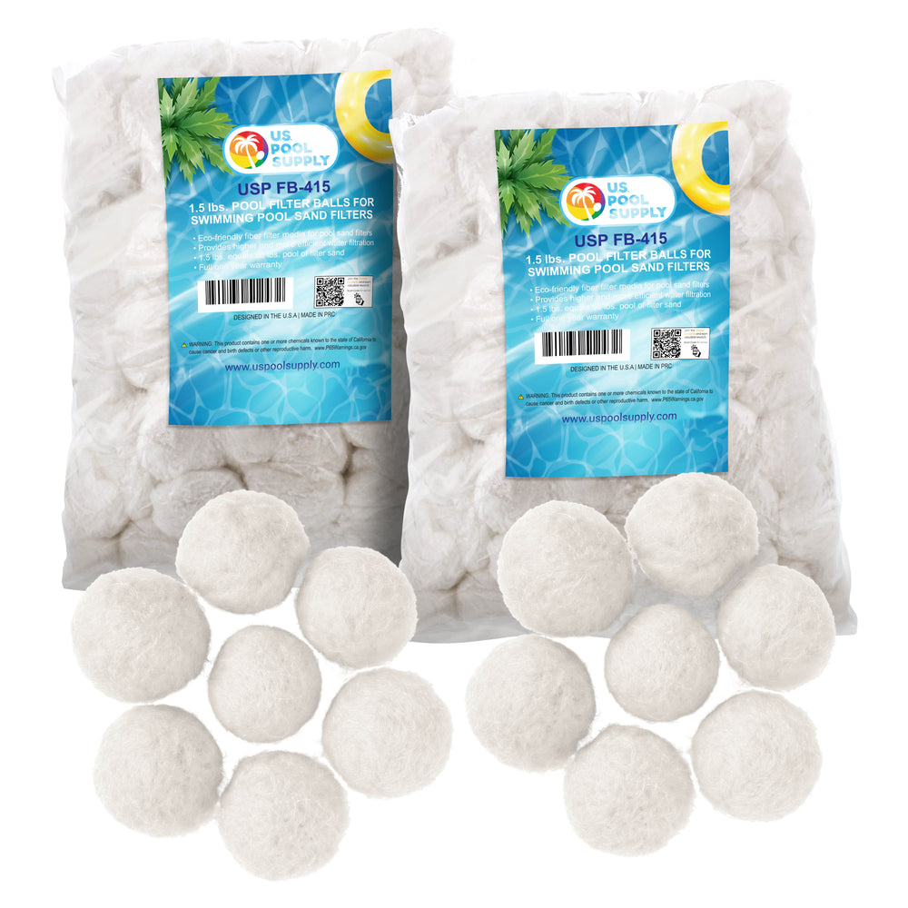 U.S. Pool Supply 3.0 lbs Pool Filter Balls - Fiber Filter Media for Swimming Pool Sand Filters (Equals 100 lbs Pool Filter Sand) - Higher Filtration