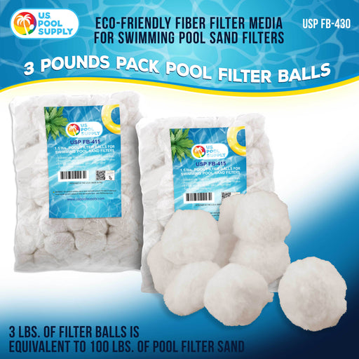 U.S. Pool Supply 3.0 lbs Pool Filter Balls - Fiber Filter Media for Swimming Pool Sand Filters (Equals 100 lbs Pool Filter Sand) - Higher Filtration