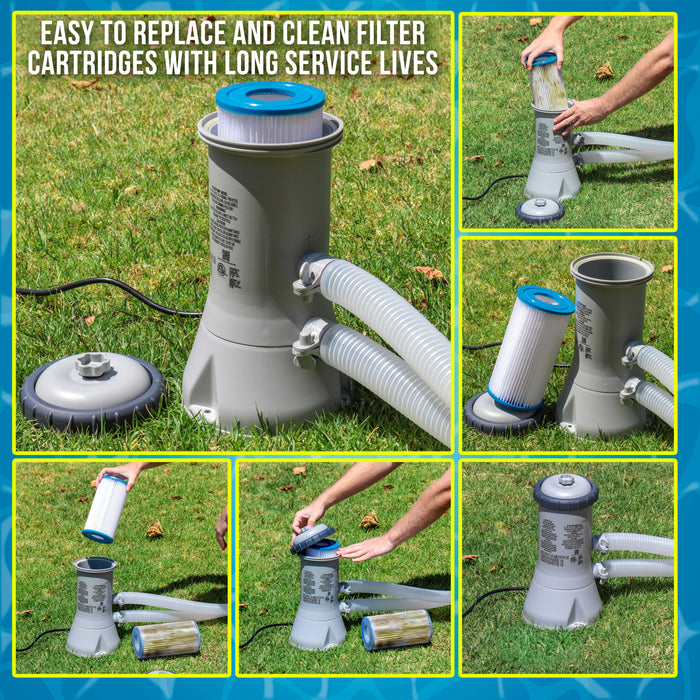 4 Pack of Universal Replacement Filter Cartridges, Type A or C, Compatible with Above Ground Swimming Pool Pumps Using A or C Filters