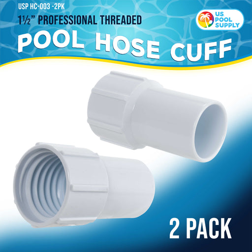 U.S. Pool Supply 1-1/2" Pool Hose Cuff, 2 Pack - Swimming Pool Replacement Cuff for Spiral-Wound Vacuum Hoses - Threaded Cuff, Repair Hose Ends