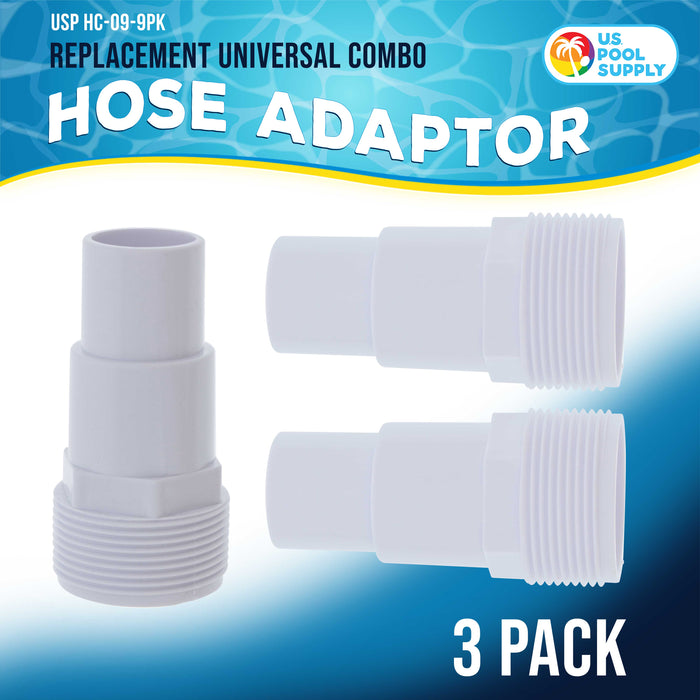 Replacement Universal Combo Hose Adapter, 1-1/4" or 1-1/2", 3 Pack - Fits Above-Ground Pool Pump, Filter, Skimmer - Compatible with Hayward SPX1091Z7 or SPX1091Z4, Chlorine Feeders