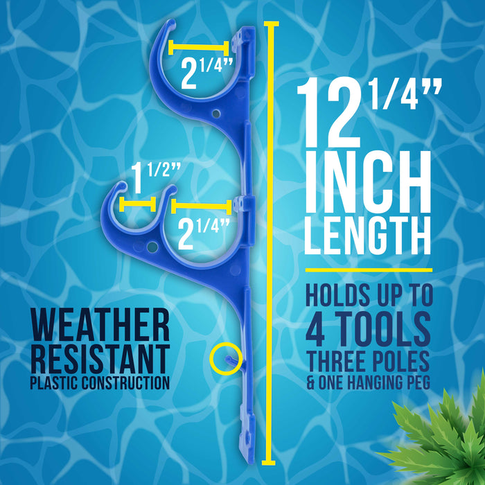 Set of 2 Plastic Pool Hangers for Telescopic Poles - Store Poles with Nets, Vacuums, Hoses & Attachments