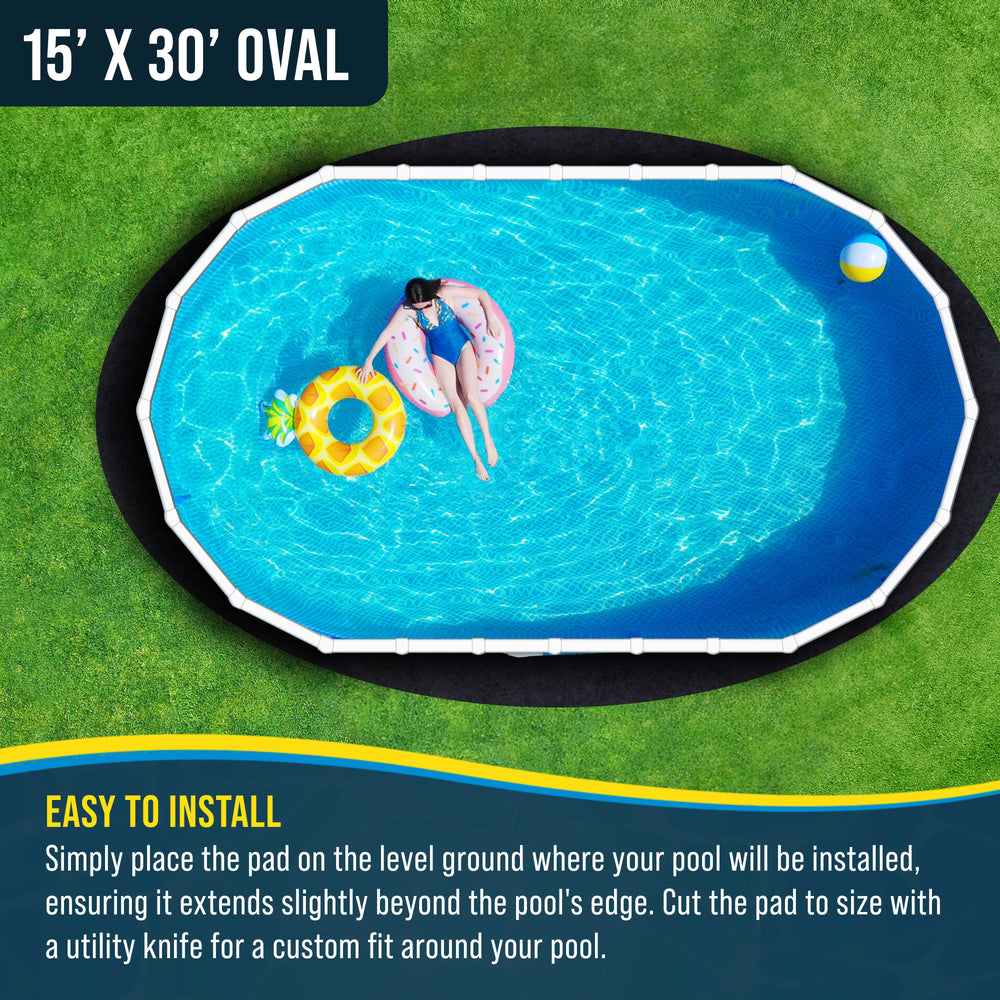 U.S. Pool Supply Ground Shield 15-Foot x 30-Foot Oval Heavy Duty Pool Liner Pad for Above Ground Swimming Pools, Protects Pool Liner Prevents Puncture