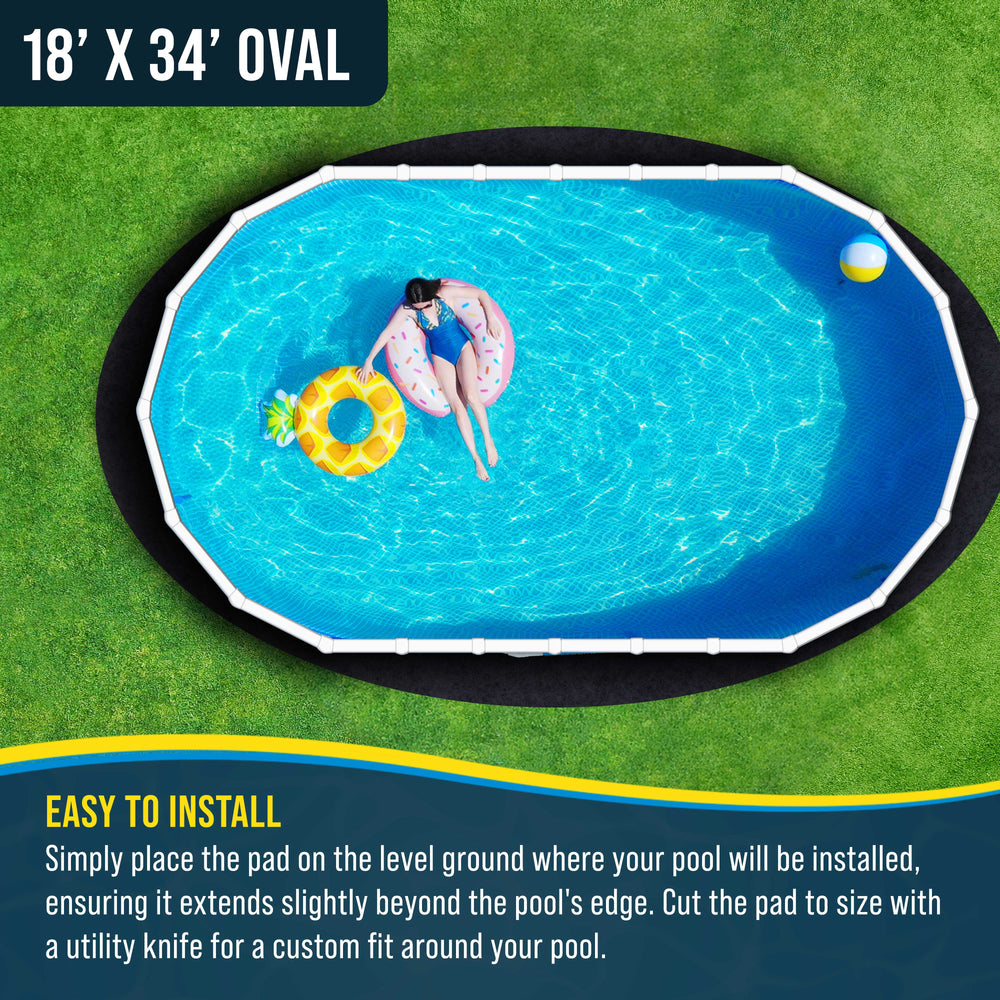 U.S. Pool Supply Ground Shield 18-Foot x 34-Foot Oval Heavy Duty Pool Liner Pad for Above Ground Swimming Pools, Protects Pool Liner Prevents Puncture