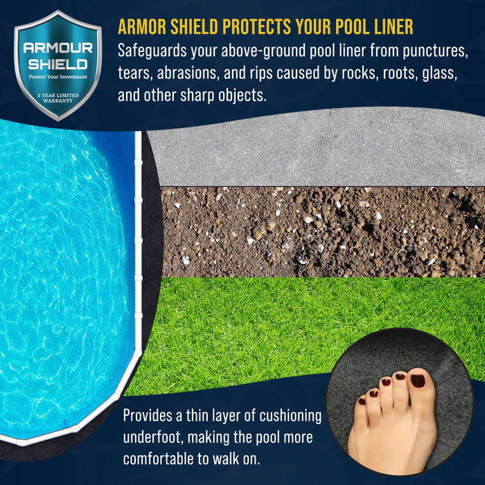 U.S. Pool Supply Armour Shield 18-Foot x 34-Foot Oval Heavy Duty Pool Liner Pad for Above Ground Swimming Pools, Protects Pool Liner Prevents Puncture