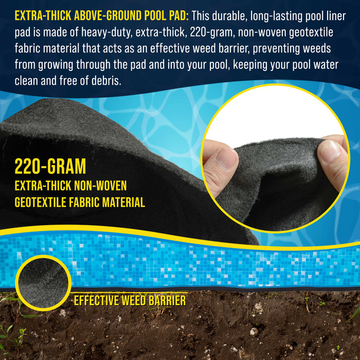 U.S. Pool Supply 12-Foot x 24-Foot Rectangle Heavy Duty Pool Liner Pad for Above Ground Swimming Pools - Protects Pool Liner, Prevents Punctures