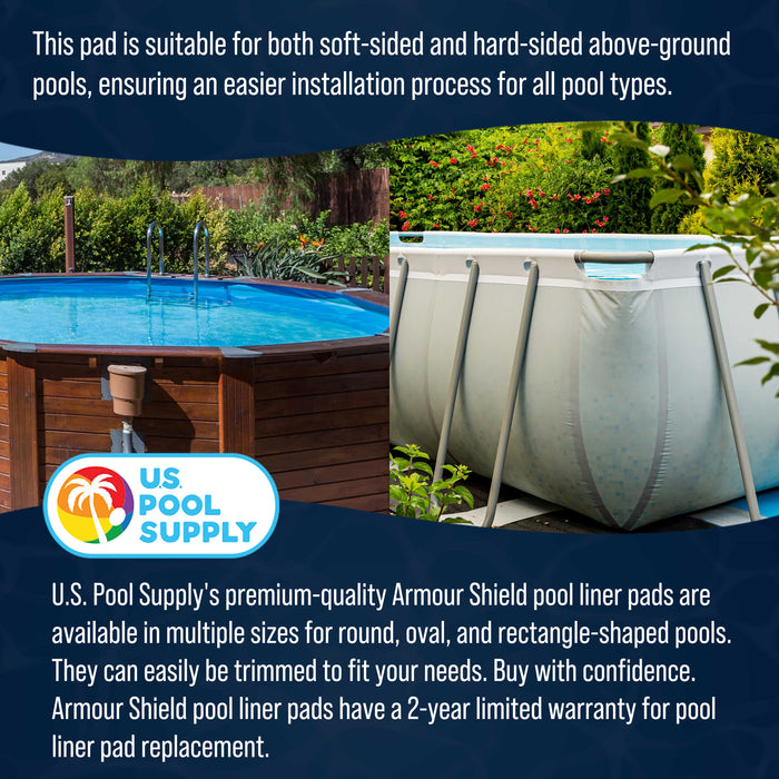 U.S. Pool Supply 12-Foot x 24-Foot Rectangle Heavy Duty Pool Liner Pad for Above Ground Swimming Pools - Protects Pool Liner, Prevents Punctures
