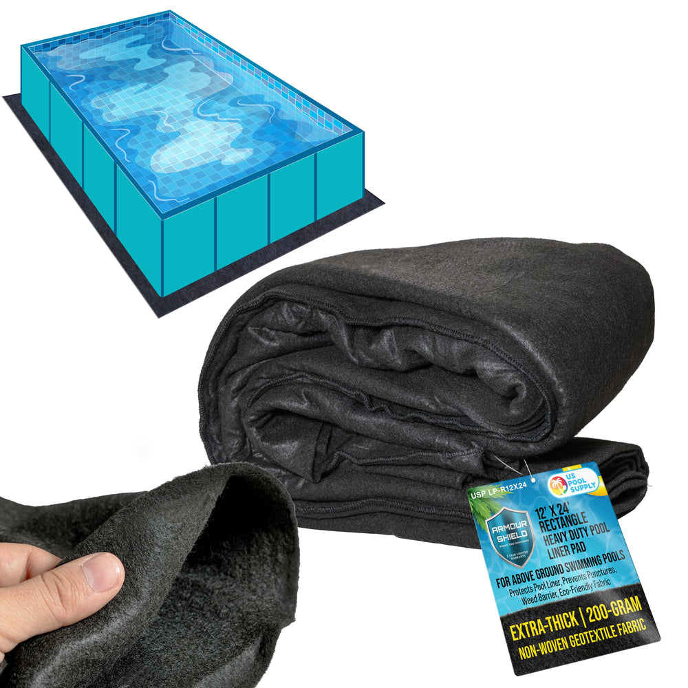 U.S. Pool Supply 12-Foot x 24-Foot Rectangle Heavy Duty Pool Liner Pad for Above Ground Swimming Pools - Protects Pool Liner, Prevents Punctures