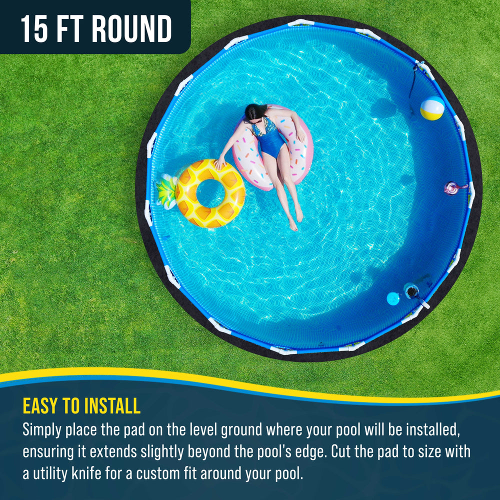 U.S. Pool Supply Ground Shield 15-Foot Round Heavy Duty Pool Liner Pad for Above Ground Swimming Pools - Protects Pool Liner, Prevents Punctures, Weed Barrier, Eco-Friendly Fabric