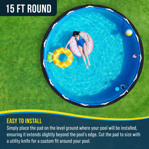 U.S. Pool Supply Ground Shield 15-Foot Round Heavy Duty Pool Liner Pad for Above Ground Swimming Pools - Protects Pool Liner, Prevents Punctures, Weed Barrier, Eco-Friendly Fabric