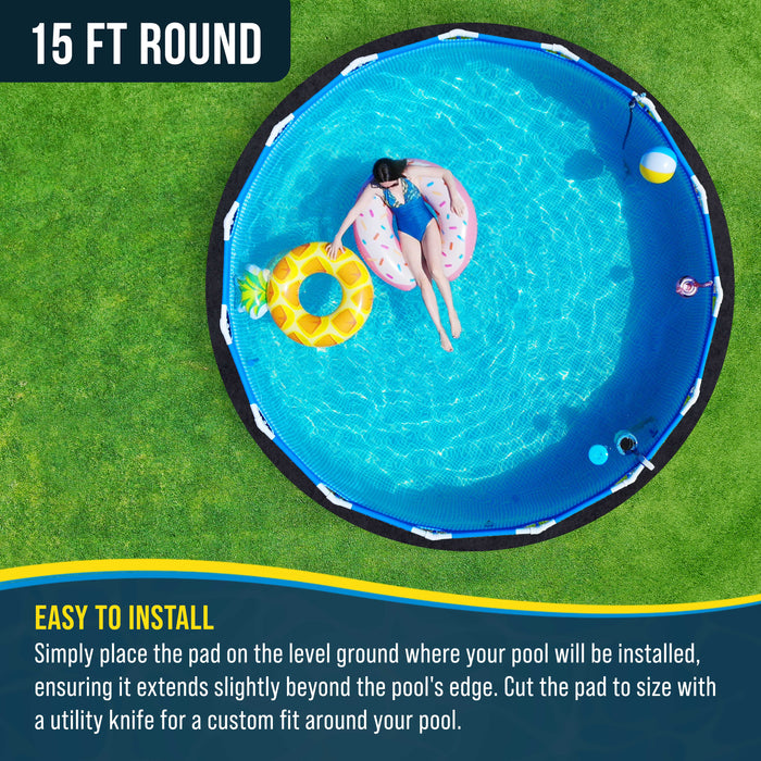 U.S. Pool Supply Armour Shield 15-Foot Round Heavy Duty Pool Liner Pad for Above Ground Swimming Pools - Protects Pool Liner, Prevents Punctures, Weed Barrier, Eco-Friendly Fabric