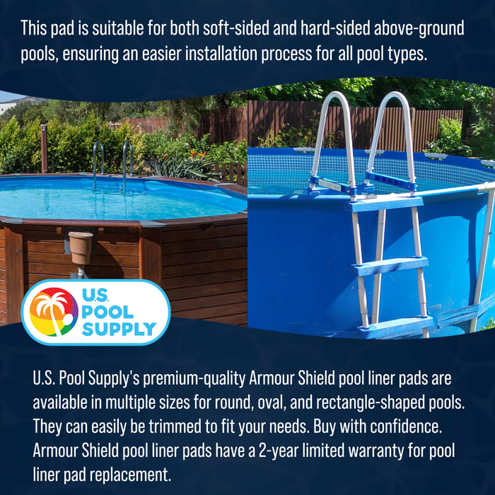 U.S. Pool Supply 21-Foot Round Heavy Duty Pool Liner Pad for Above Ground Swimming Pools - Protects Pool Liner, Prevents Punctures Weed Barrier Fabric