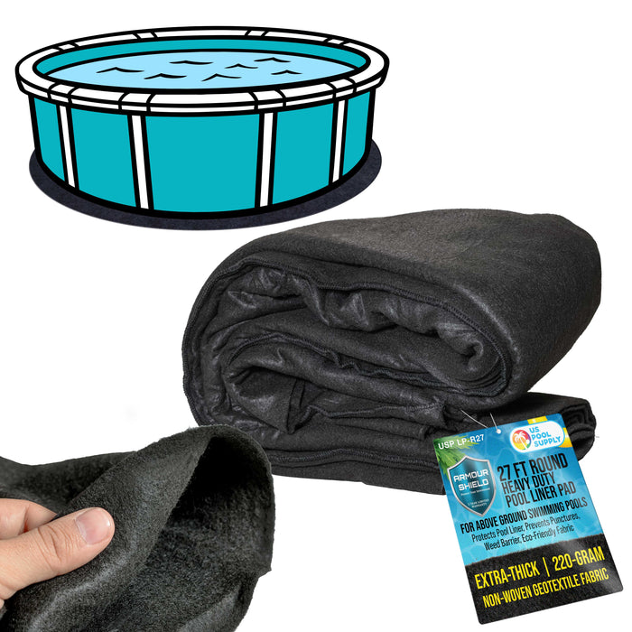 U.S. Pool Supply 27-Foot Round Heavy Duty Pool Liner Pad for Above Ground Swimming Pools - Protects Pool Liner, Prevents Punctures Weed Barrier Fabric