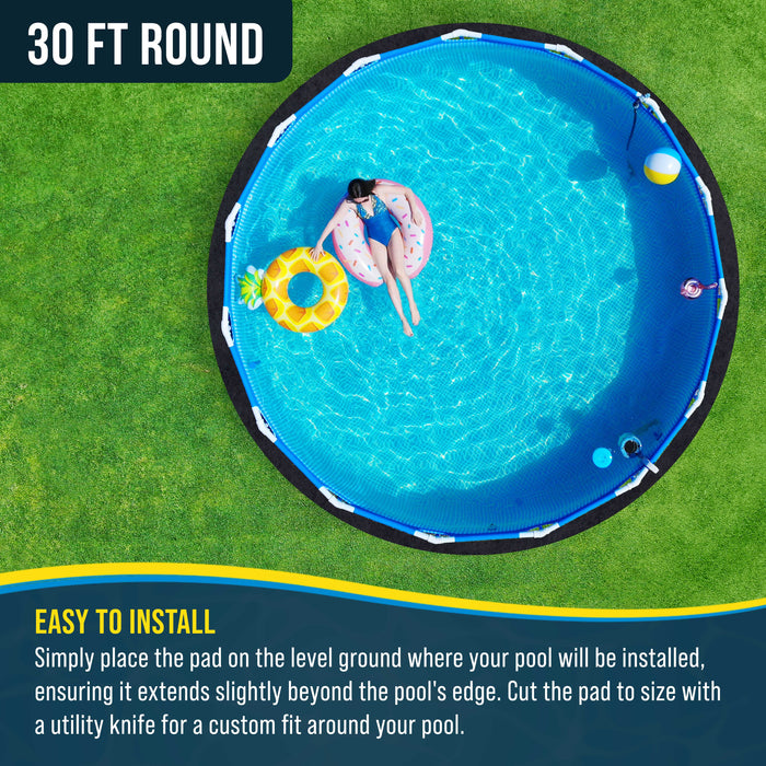 U.S. Pool Supply 30-Foot Round Heavy Duty Pool Liner Pad for Above Ground Swimming Pools - Protects Pool Liner, Prevents Punctures Weed Barrier Fabric