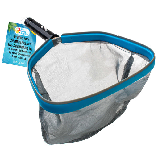 U.S. Pool Supply 11" Swimming Pool, Spa Leaf Skimmer Rake Net - 11" Deep Ultra Fine Mesh Netting Bag Basket, Strong Aluminum Frame, Inclined Lip