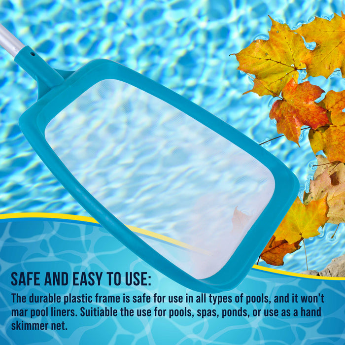 Professional Spa, Hot Tub, Pool Hand Leaf Skimmer Net, 17" Aluminum Pole - Ultra Fine Mesh Netting, Clean Fine Debris, Pond, Kid Pool
