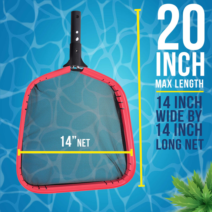 U.S. Pool Supply® Professional Heavy Duty Large 14" Swimming Pool Leaf Skimmer Net - Strong Aluminum Frame for Faster Cleaning & Easier Debris Pickup