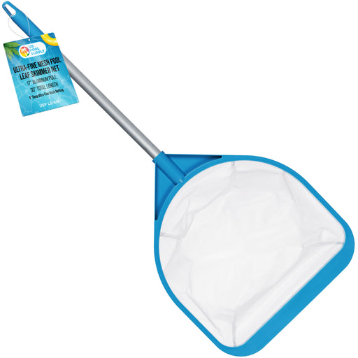 Pool and Spa Skimmer Net with Pole, 30" Long Handheld Ultra-Fine Mesh Pool Skimmer Net - Hand Held Spa, Hot Tub, Pond Cleaning - 17" Pole Handle, Deep Leaf Netting, Scoop Skim Leaves