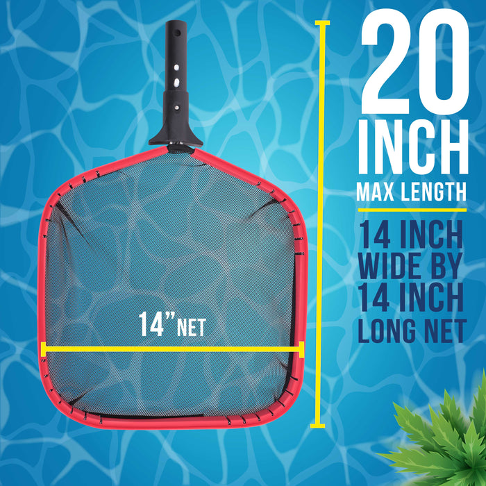 U.S. Pool Supply® Professional 14" Swimming Pool Leaf Skimmer Net, Heavy Duty - Strong Reinforced Aluminum Frame, Faster Cleaning Easier Debris Removal