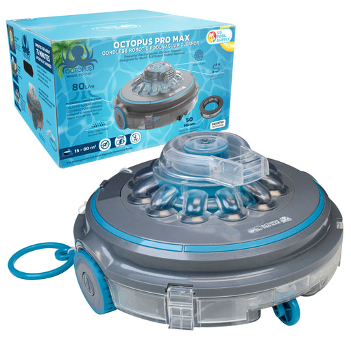 U.S. Pool Supply Octopus Pro Max Cordless Robotic Pool Vacuum Cleaner - Lasts 75 Mins, Powerful Suction, Dual Filtering, Removes Debris - Rechargeable