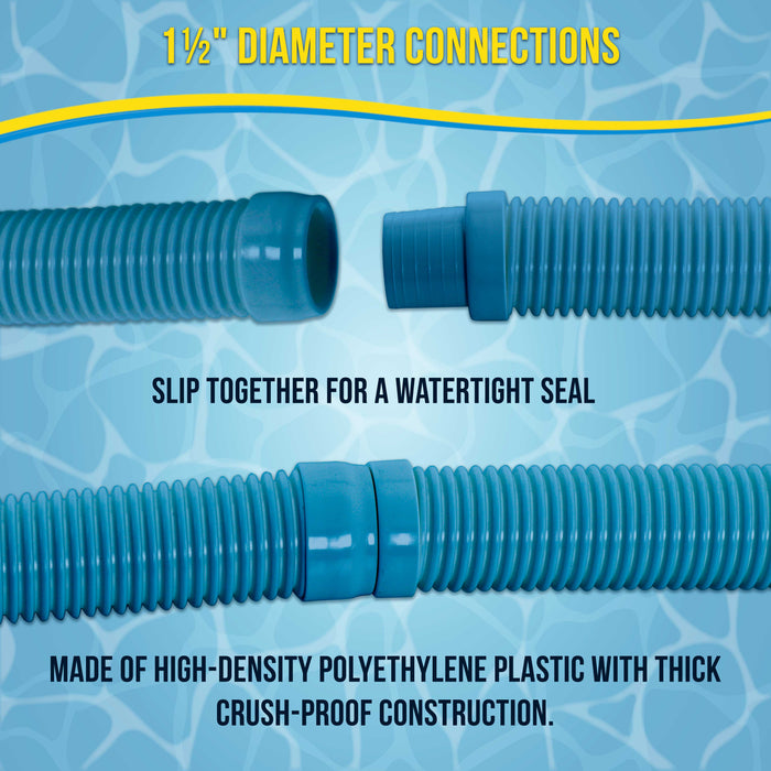 U.S. Pool Supply Professional 4 Piece Swimming Pool Vacuum Cleaner Hose Set, Teal - 20" Flexible Spiral Wound Connector Sections with 1.5" Cuffs
