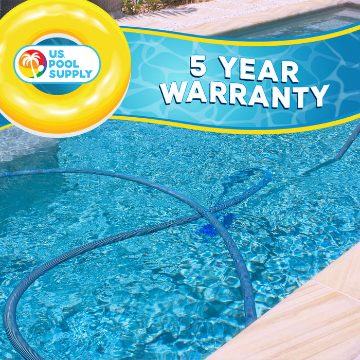 U.S. Pool Supply® 1-1/2" x 40 Foot Heavy Duty Spiral Wound Swimming Pool Vacuum Hose with Kink-Free Swivel Cuff, Flexible - Connect to Vacuum Heads