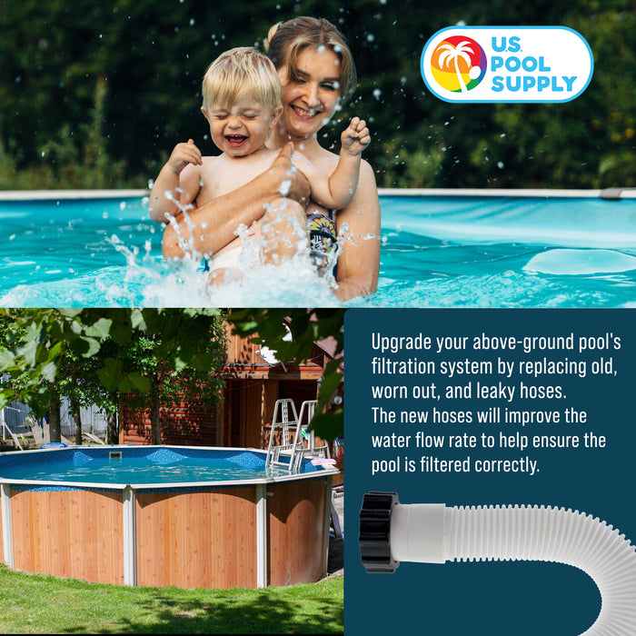 Above Ground Pool Hose Replacement 1.5" Diameter x 40" Long, Pack of 2 - Compatible with Intex Pool Filter Pump Hoses, Sand Filters, Saltwater Systems with 1,500 to 2,500 GPH