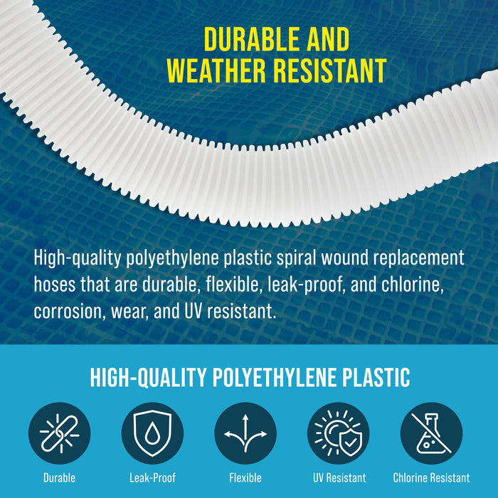 Above Ground Pool Hose Replacement 1.5" Diameter x 59" Long, Pack of 2 - Compatible with Intex 29060E, Pool Filter Pump Hoses, Sand Filters, Saltwater Systems with 1,500 to 2,500 GPH