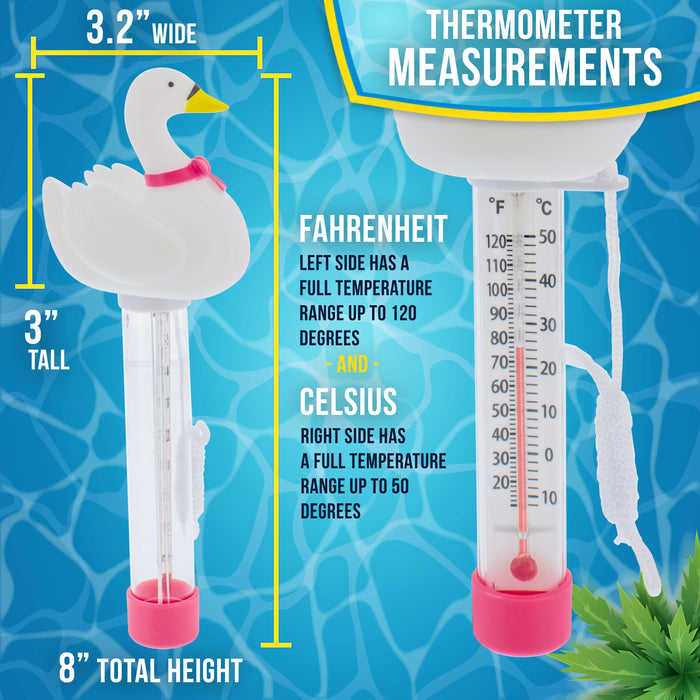 U.S. Pool Supply Floating Princess Swan Thermometer - Easy to Read Temperature Display, Measures up to 120°F & 50°C, Swimming Pools, Spas, Kids Pools