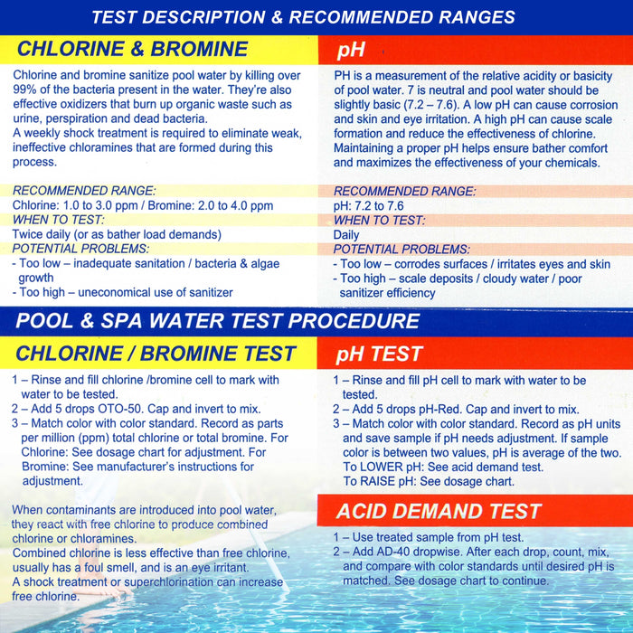 U.S. Pool Supply® Swimming Pool & Spa Test Kit Refill Solutions, Test Water for pH, Chlorine and Bromine