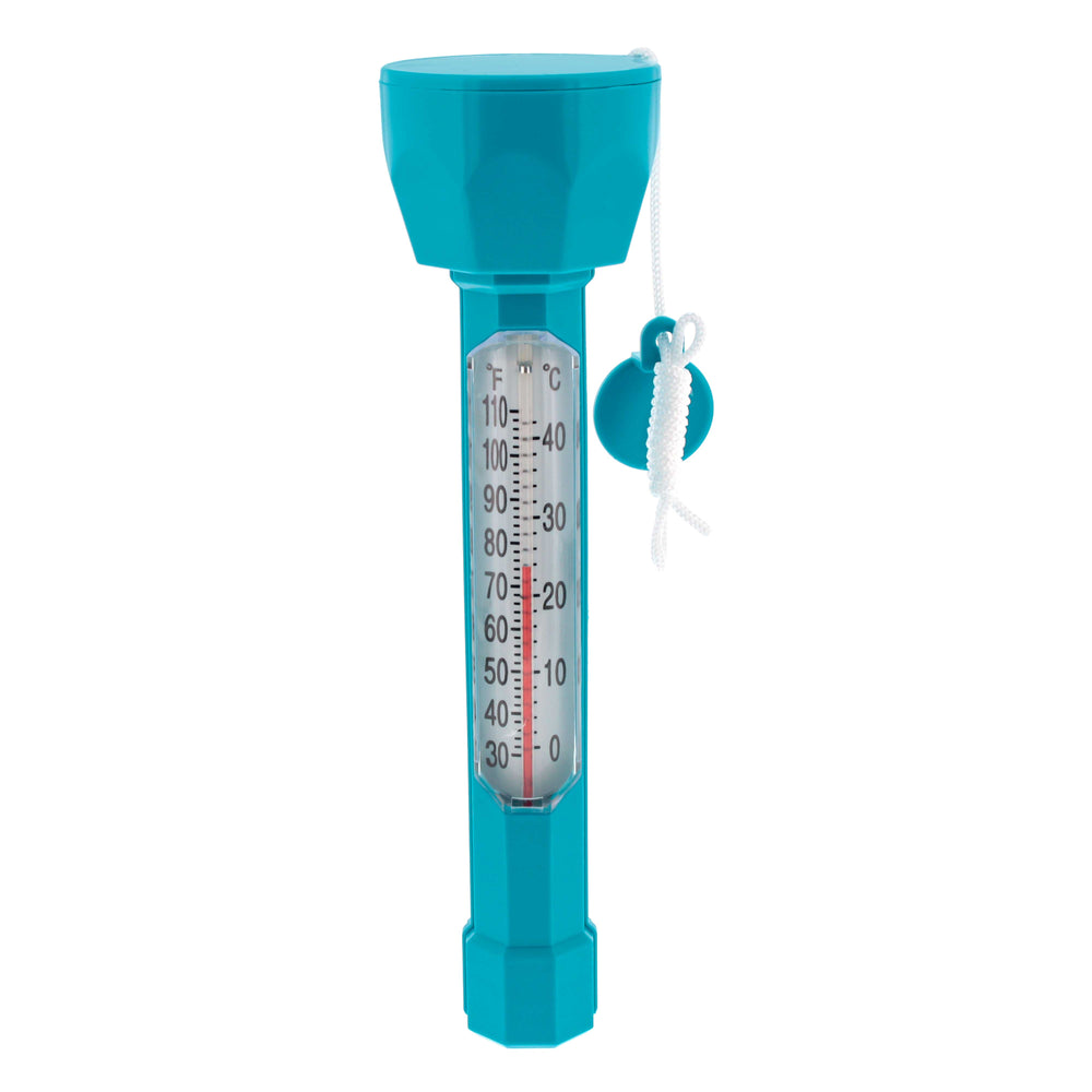 U.S. Pool Supply Floating Buoy Pool Thermometer with Jumbo Easy-To-Read Temperature Display, Teal Blue, Tether String - Up to 110° F, 40° C, Spa, Pond