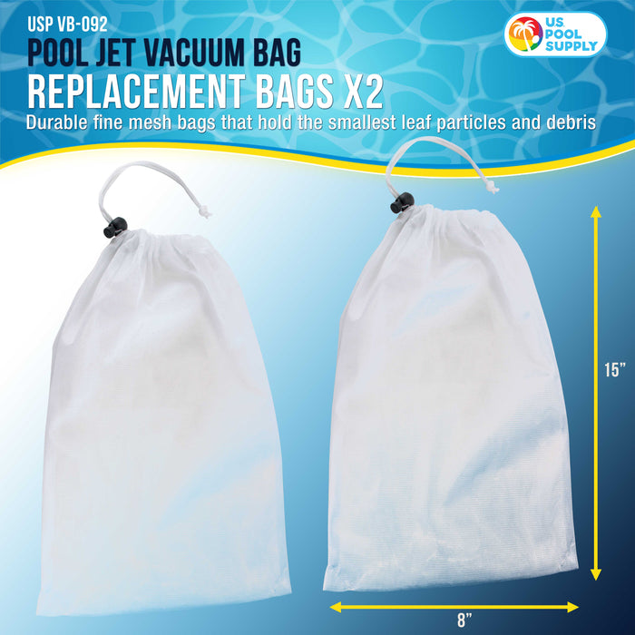 U.S. Pool Supply® Replacement Pool Jet Vacuum Bag, 2 Pack - Universal Fit Leaf and Debris Collection Bags - Also Fits VC-358 Cleaner - Pool Maintenance