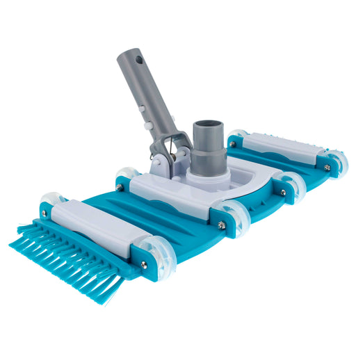 Professional 16" Weighted Flexible Swimming Pool Vacuum Head with Side Brushes, Swivel Hose Connection, EZ Clip Handle, Heavy Duty