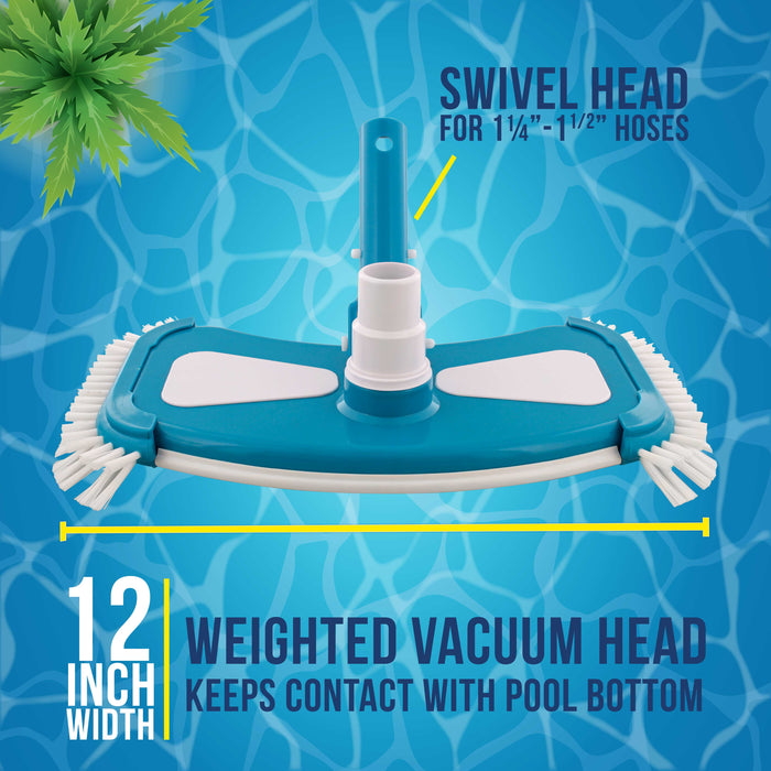 12" Deluxe Weighted Butterfly Pool Vacuum Head with Side Brushes, Swivel Hose Connection - Above & In-Ground Pools – Vinyl Liner Safe