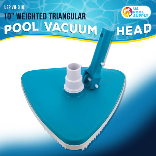 U.S. Pool Supply Weighted Triangular Pool Vacuum Head with Swivel Connection, Pole Handle, Protection Bumper, Above Ground & In-Ground Swimming Pools