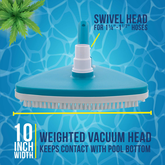 Weighted Triangular Pool Vacuum Head - Safe For Vinyl Liners, Fits 1.25" & 1.5" Hoses