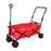 Red Wide Wheel Wagon All-Terrain Folding Collapsible Utility Wagon with Push Bar - Portable Rolling Heavy Duty 150 Lbs Capacity Canvas Fabric Cart