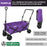 Purple Wide Wheel Wagon All-Terrain Folding Collapsible Utility Wagon with Push Bar - Portable Rolling Heavy Duty 150 Lbs Capacity Canvas Fabric Cart