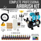 High Performance Plus HP-C Plus Airbrush Kit with Cool Runner II Dual Fan Air Tank Compressor, 24 Color Airbrush Paint Set and Accessories Set