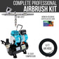 Eclipse HP CS Airbrush Set with 1/5 hp Cool Runner II Dual Fan Air Tank Compressor System Kit, 0.35mm Tip, Hose, Holder, How-To Guide
