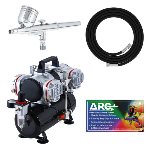 Multi-Purpose High Performance G22 Airbrush Kit with TC-848 4 Cylinder Piston Air Compressor with Air Storage Tank & Air Hose
